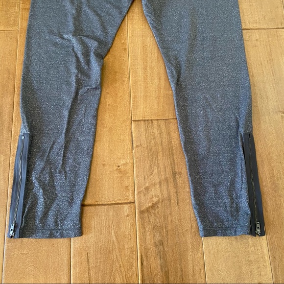 Free People Shimmer Zip Ankle Leggings / Tights in Silver / Grey Sparkle - Picture 5 of 9